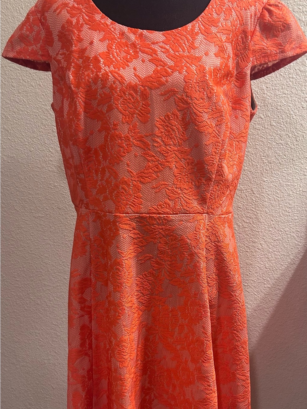 Enfocus Studio Orange Floral Lace Midi Dress